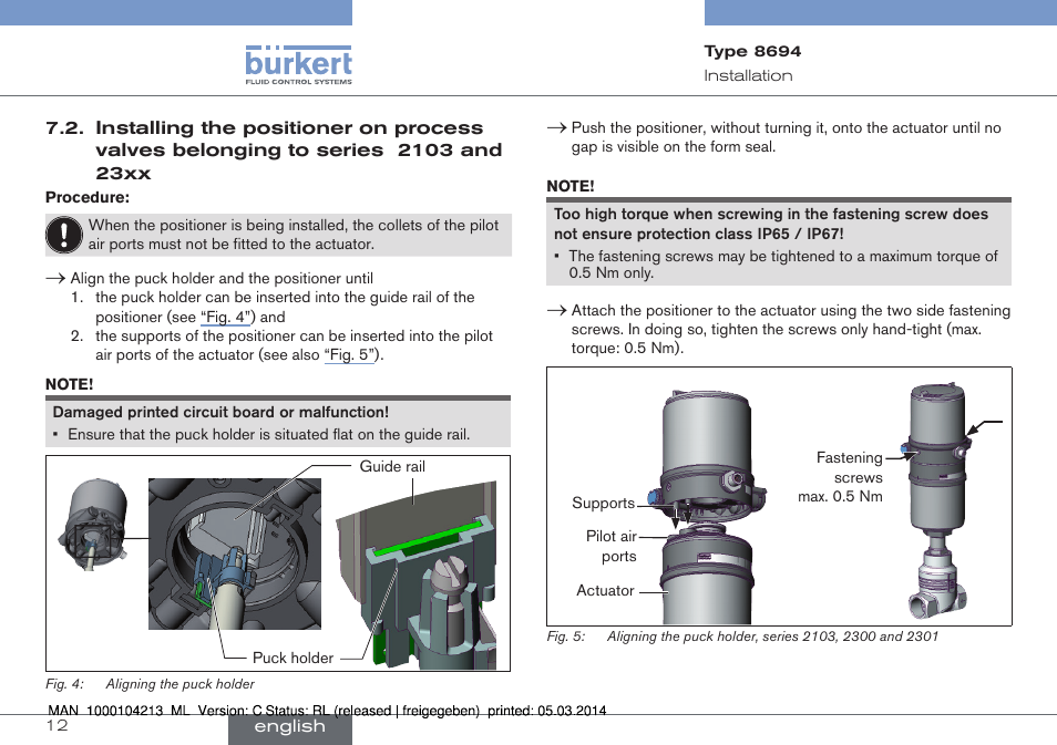 To series 2103 and 23xx | Burkert Type 8694 User Manual | Page 12 / 76