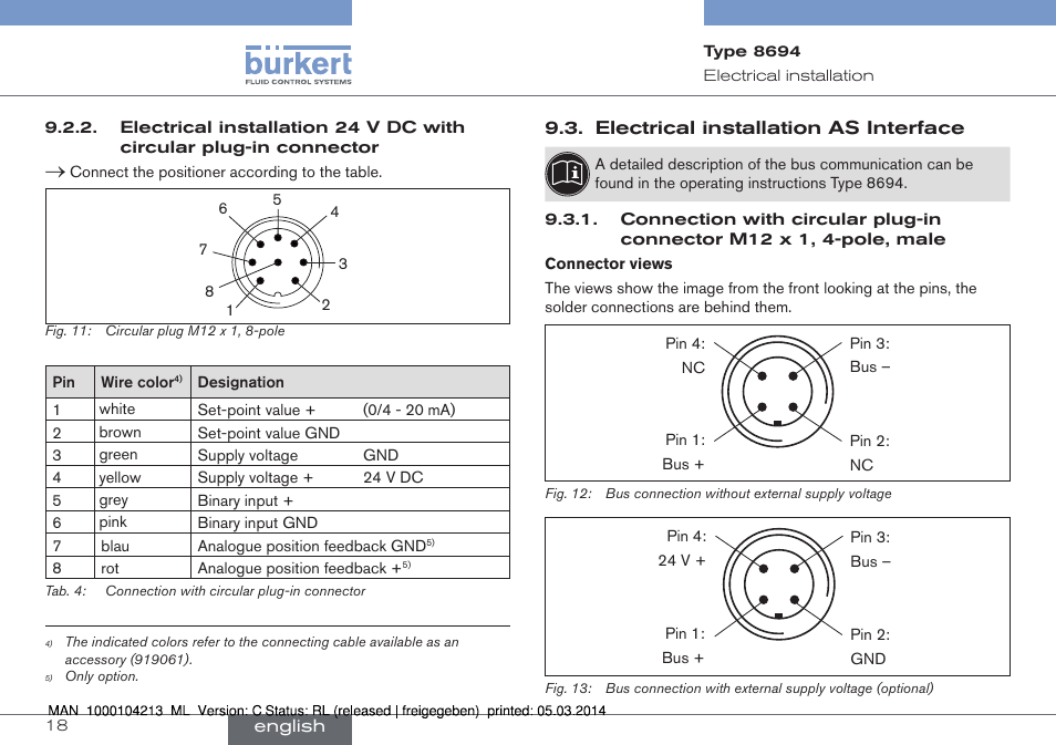 Electrical installation as interface | Burkert Type 8694 User Manual | Page 18 / 76