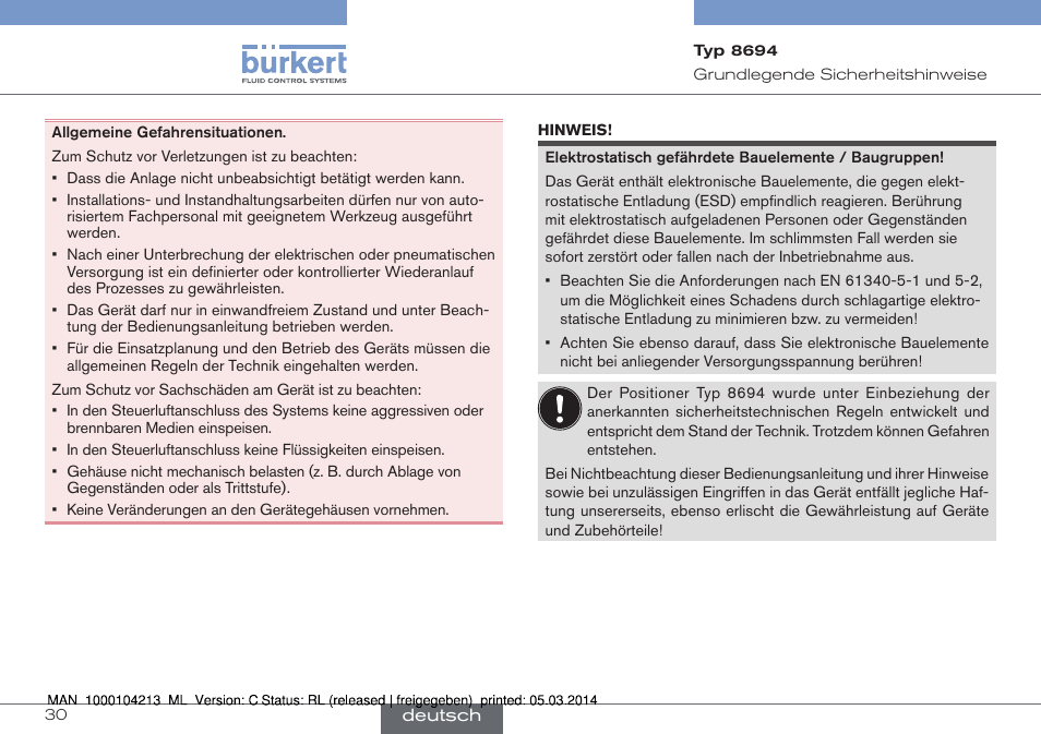 Burkert Type 8694 User Manual | Page 30 / 76