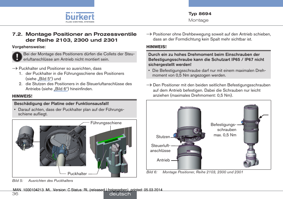 2300 und 2301 | Burkert Type 8694 User Manual | Page 36 / 76