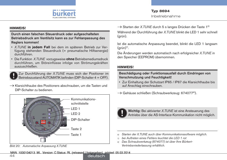 Burkert Type 8694 User Manual | Page 44 / 76