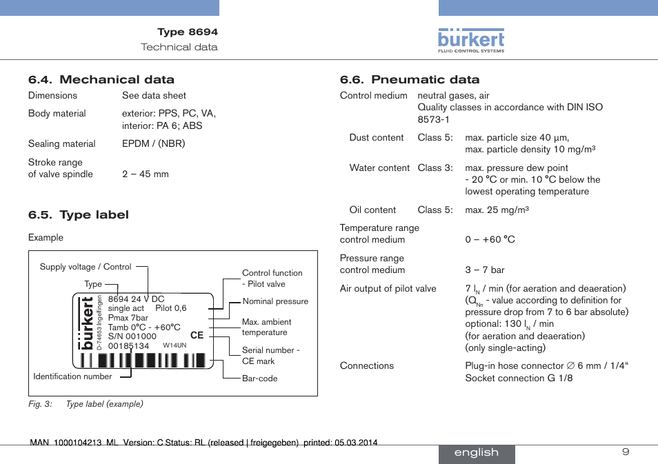 Burkert Type 8694 User Manual | Page 9 / 76