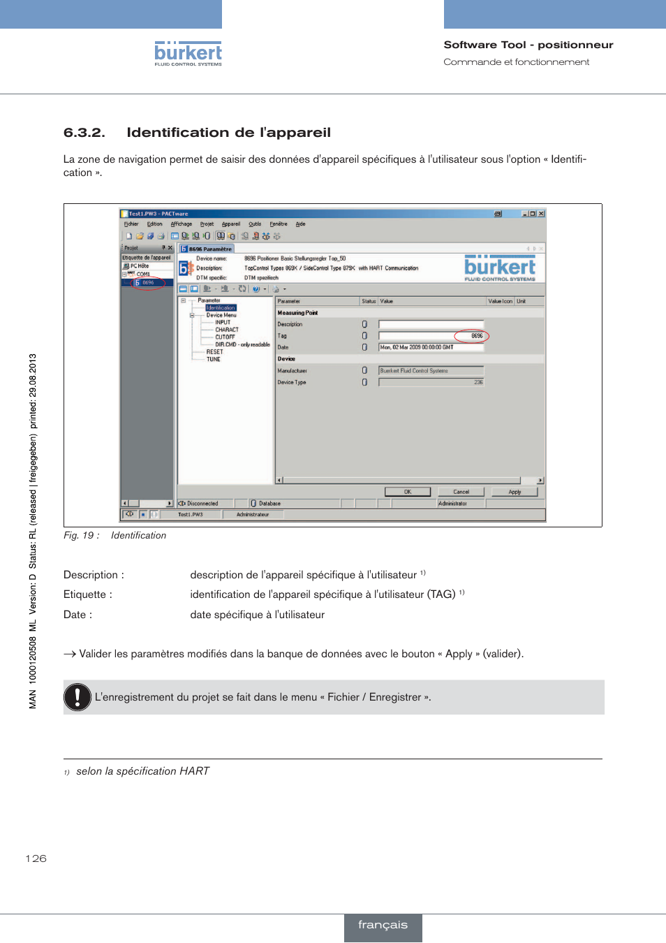 Identification de l'appareil | Burkert Type 8791 User Manual | Page 126 / 154