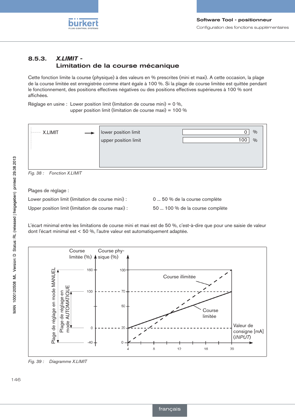 X.limit, Limitation de la course mécanique | Burkert Type 8791 User Manual | Page 146 / 154