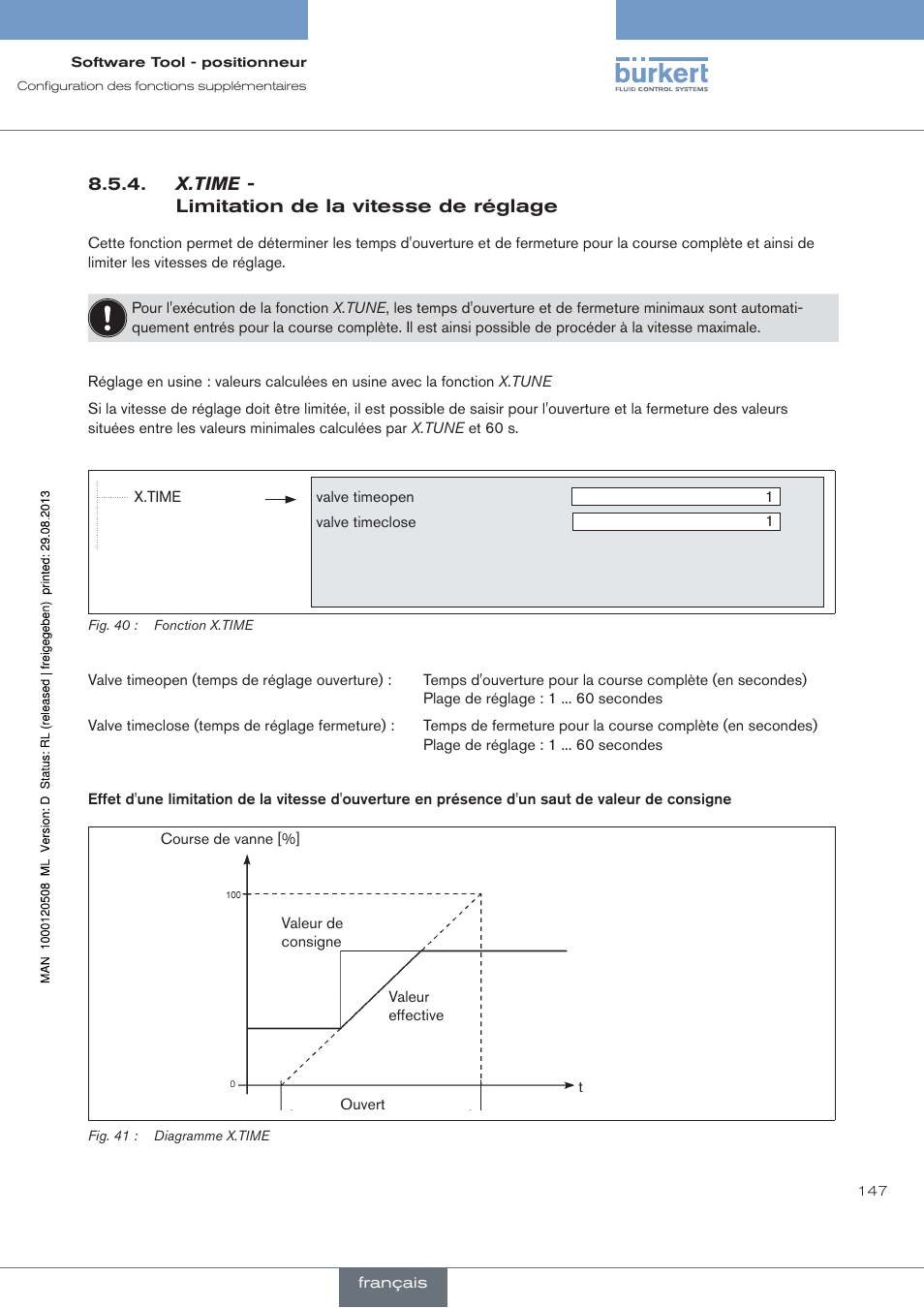 X.time, Limitation de la vitesse de réglage | Burkert Type 8791 User Manual | Page 147 / 154