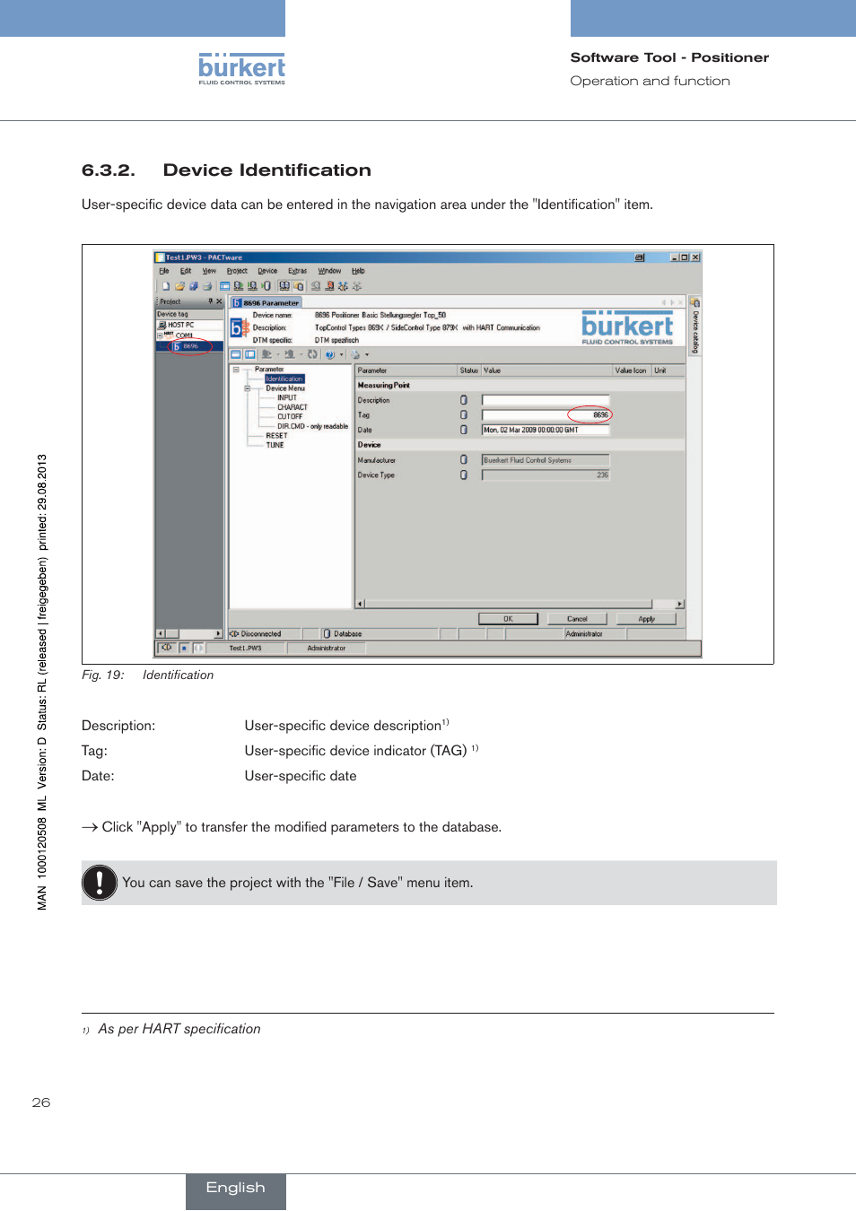 Device identification | Burkert Type 8791 User Manual | Page 26 / 154