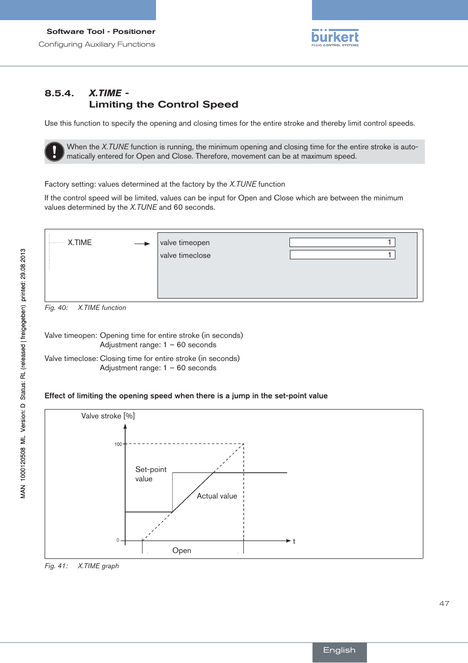 X.time, Limiting the control speed | Burkert Type 8791 User Manual | Page 47 / 154