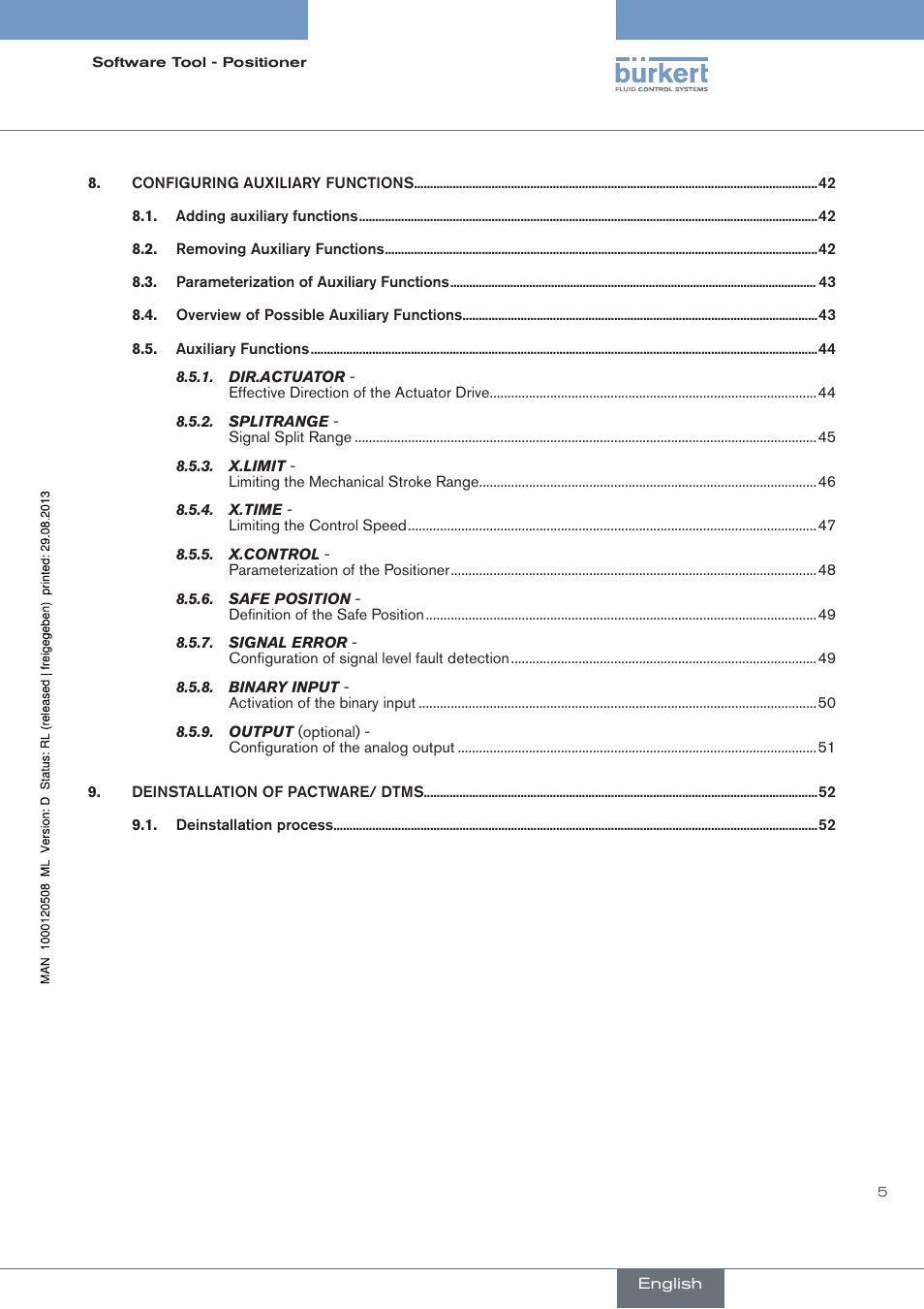 Burkert Type 8791 User Manual | Page 5 / 154