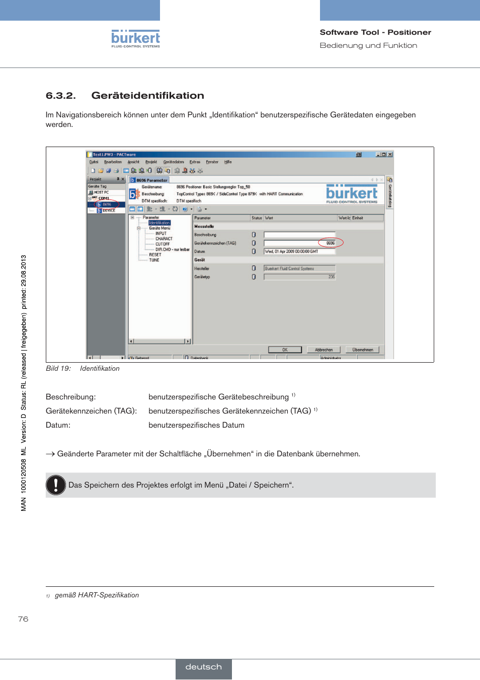 Geräteidentifikation | Burkert Type 8791 User Manual | Page 76 / 154