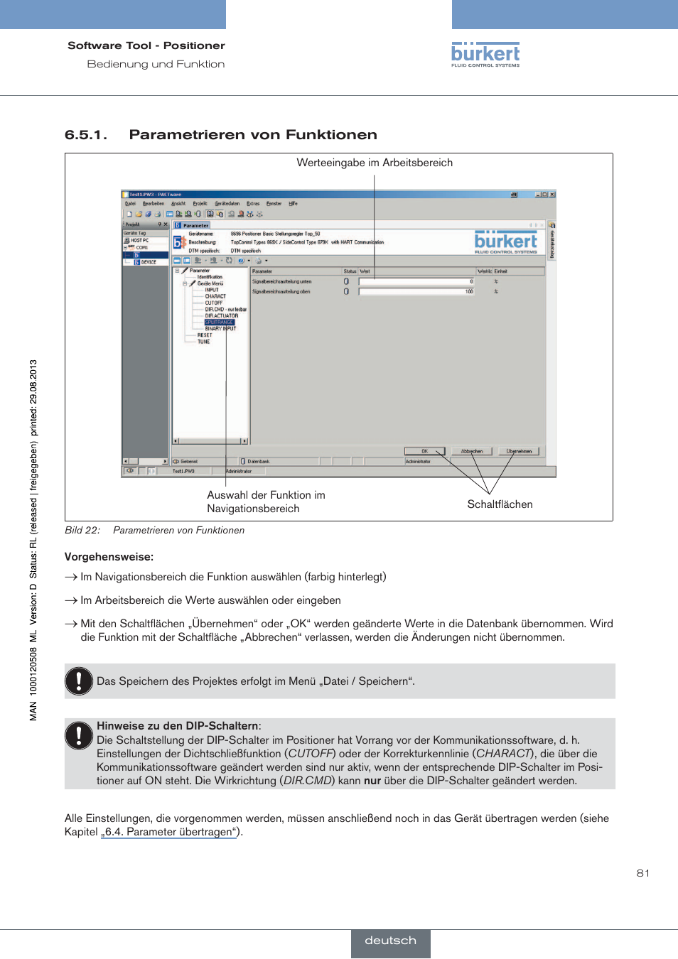 Parametrieren von funktionen | Burkert Type 8791 User Manual | Page 81 / 154