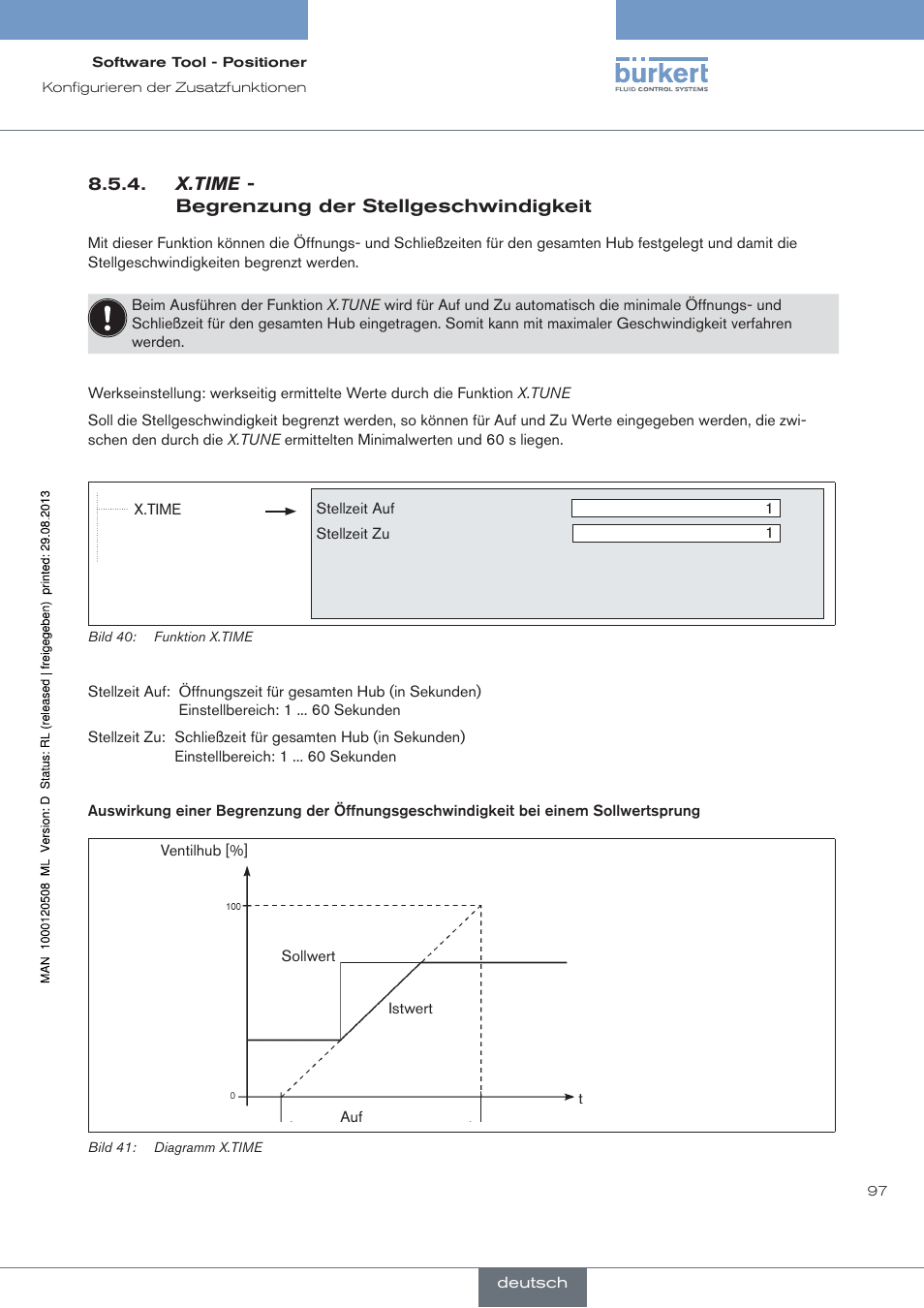 X.time, Begrenzung der stellgeschwindigkeit | Burkert Type 8791 User Manual | Page 97 / 154