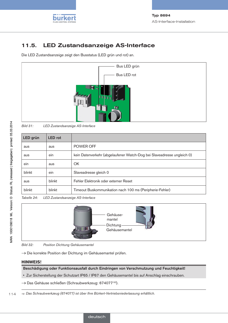 Led zustandsanzeige as-interface | Burkert Type 8694 User Manual | Page 114 / 196