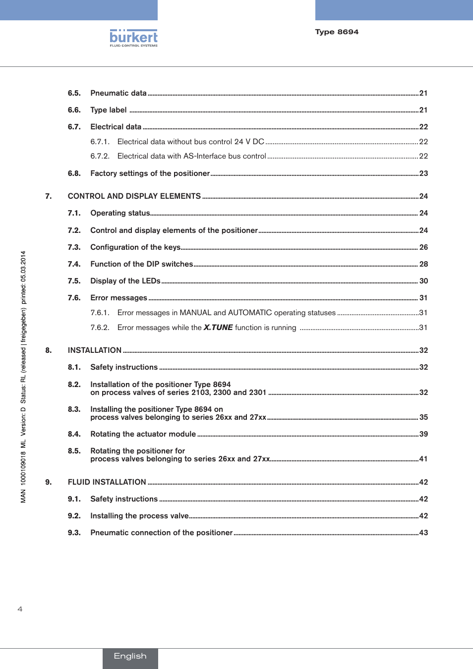 Burkert Type 8694 User Manual | Page 4 / 196