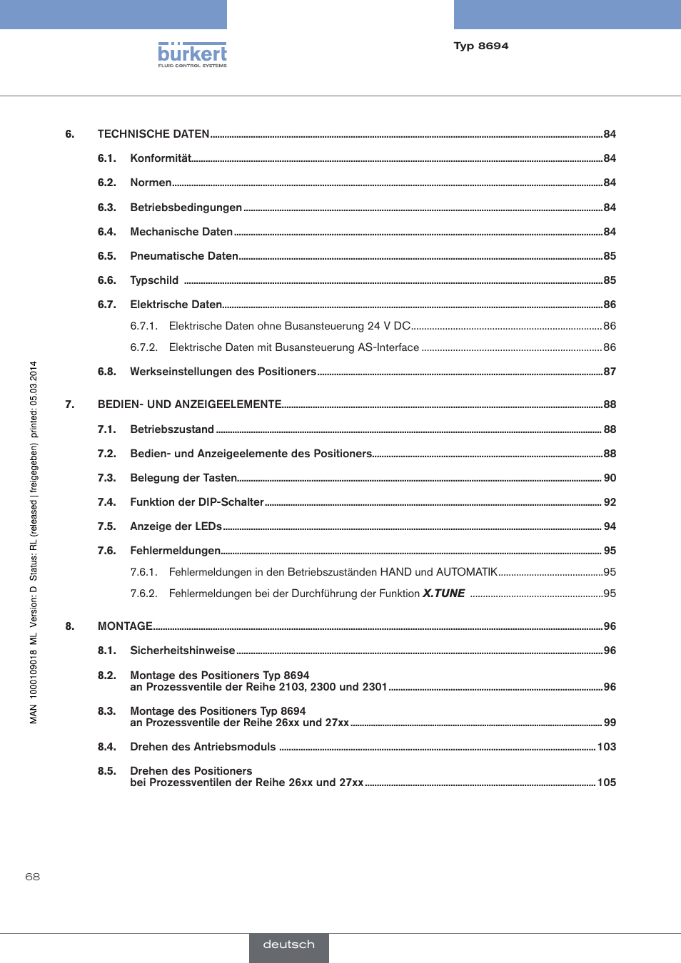 Burkert Type 8694 User Manual | Page 68 / 196