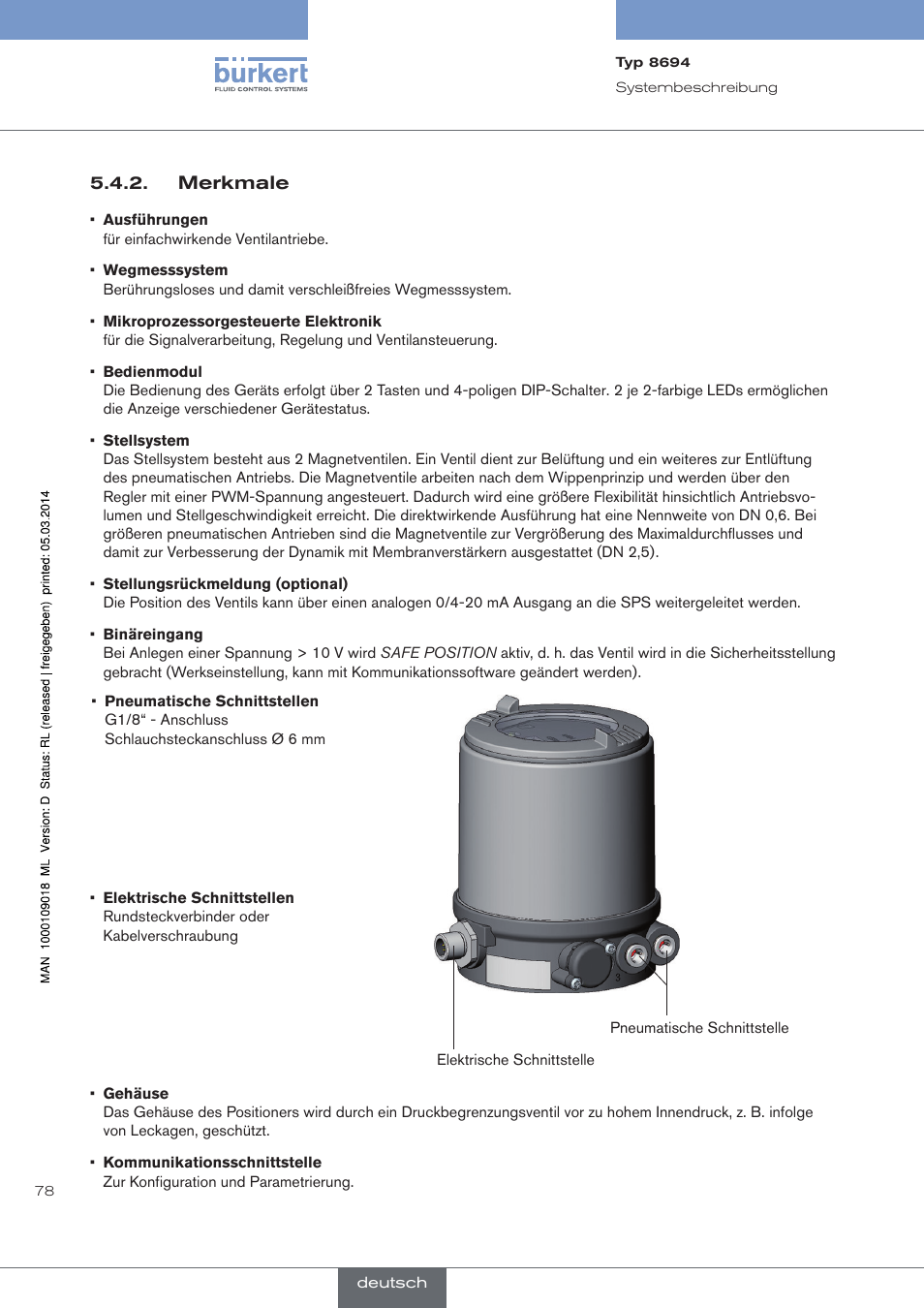 Merkmale | Burkert Type 8694 User Manual | Page 78 / 196