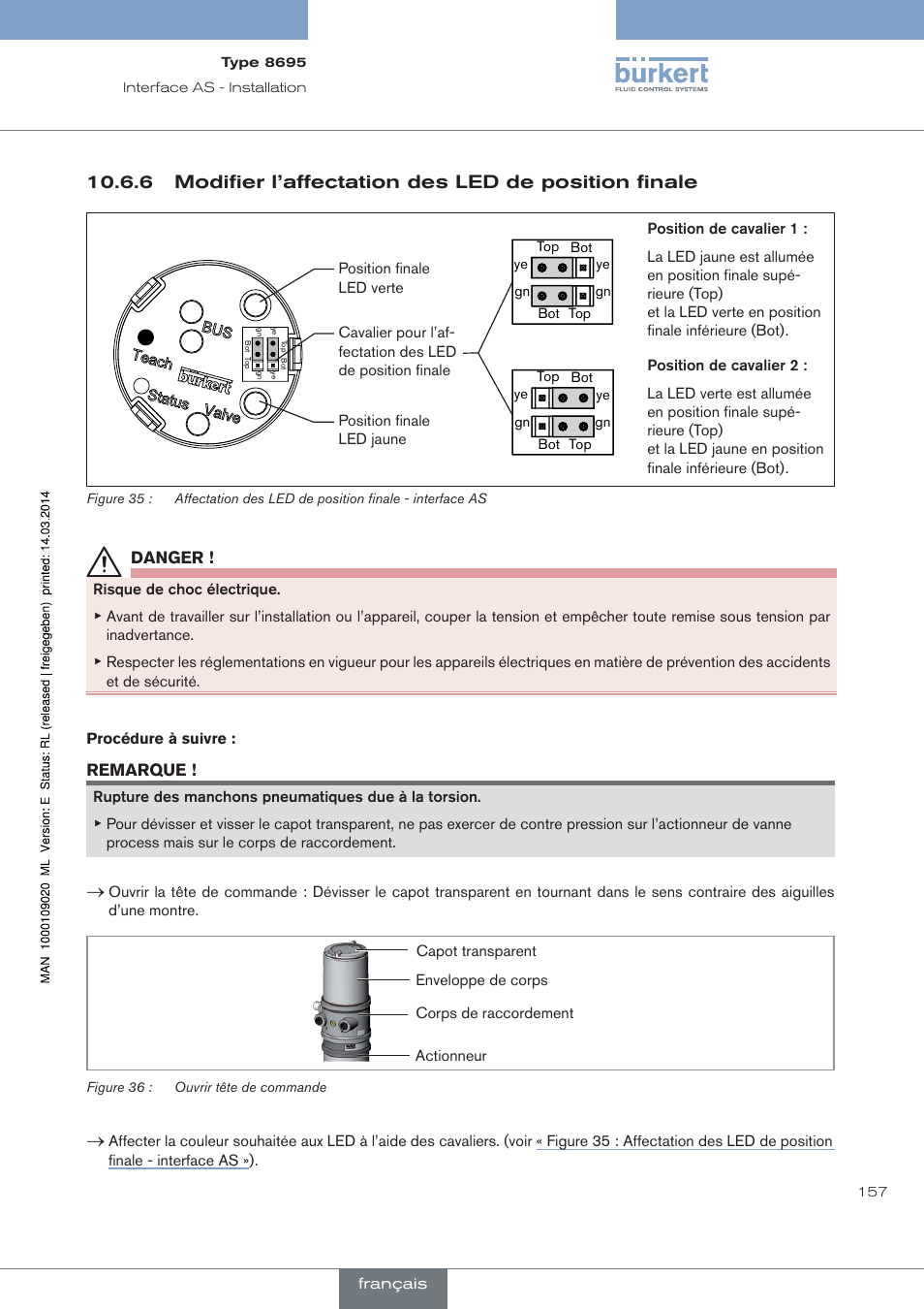 Modifier l’affectation des led de position finale | Burkert Type 8695 User Manual | Page 165 / 186
