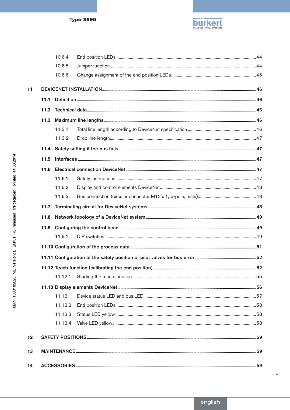 Burkert Type 8695 User Manual | Page 5 / 186