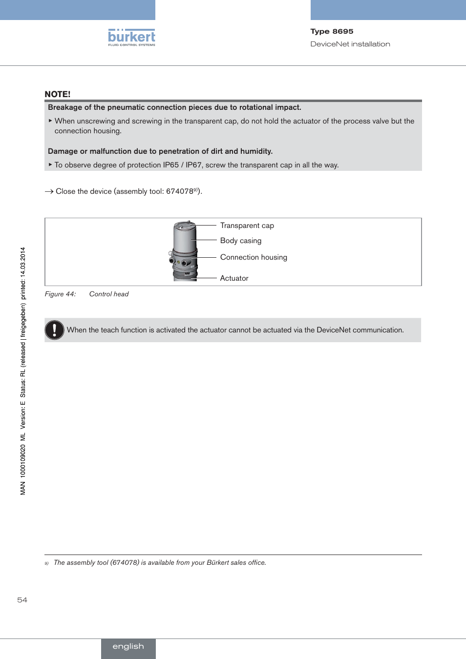 Burkert Type 8695 User Manual | Page 54 / 186