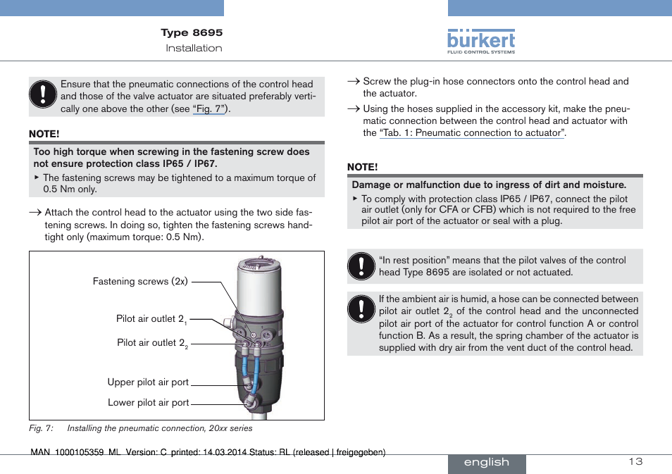 Burkert Type 8695 User Manual | Page 13 / 76