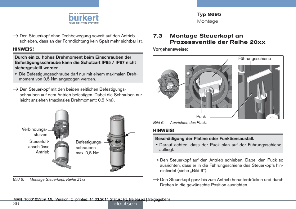 Burkert Type 8695 User Manual | Page 36 / 76