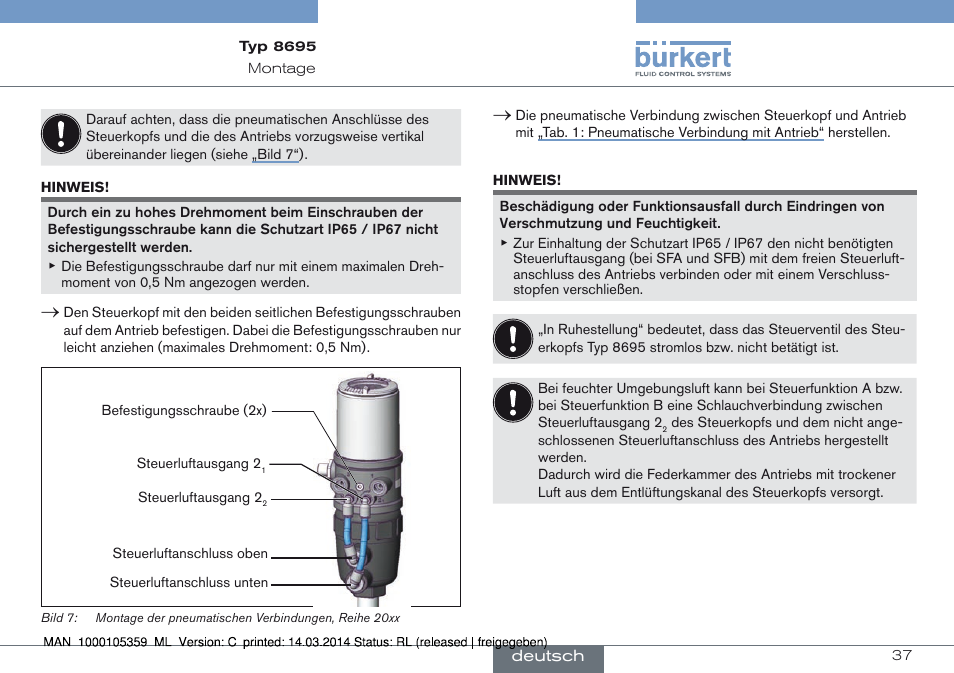 Burkert Type 8695 User Manual | Page 37 / 76