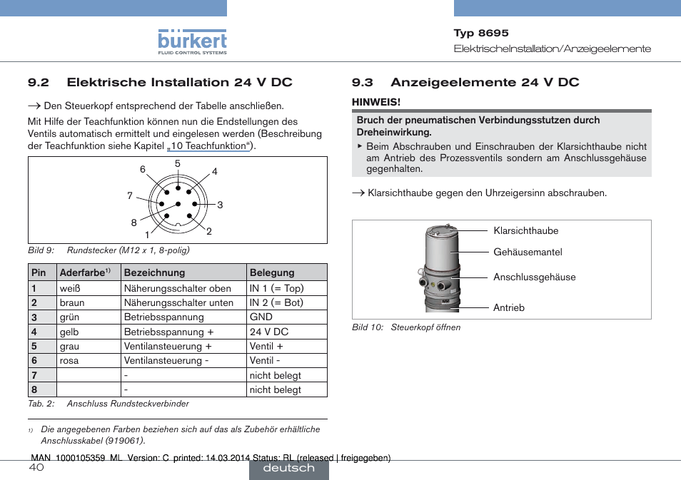 Burkert Type 8695 User Manual | Page 40 / 76