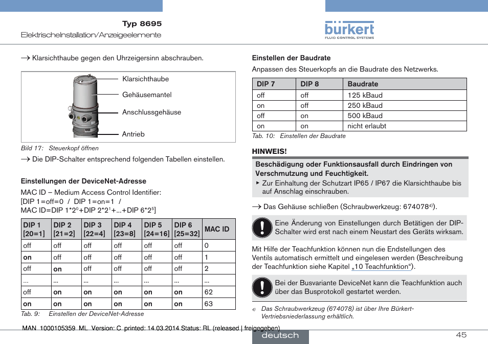 Burkert Type 8695 User Manual | Page 45 / 76