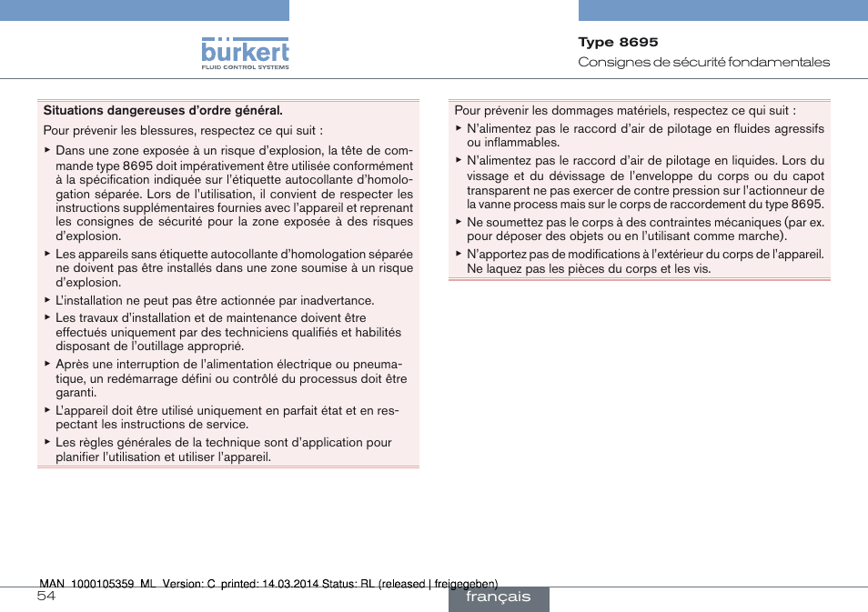 Burkert Type 8695 User Manual | Page 54 / 76