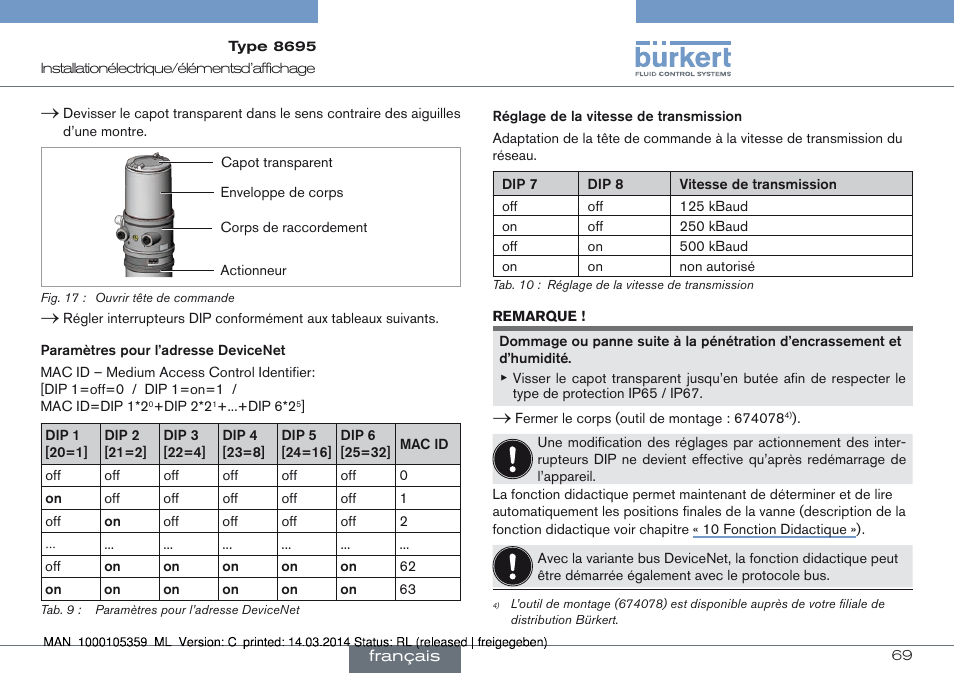 Burkert Type 8695 User Manual | Page 69 / 76