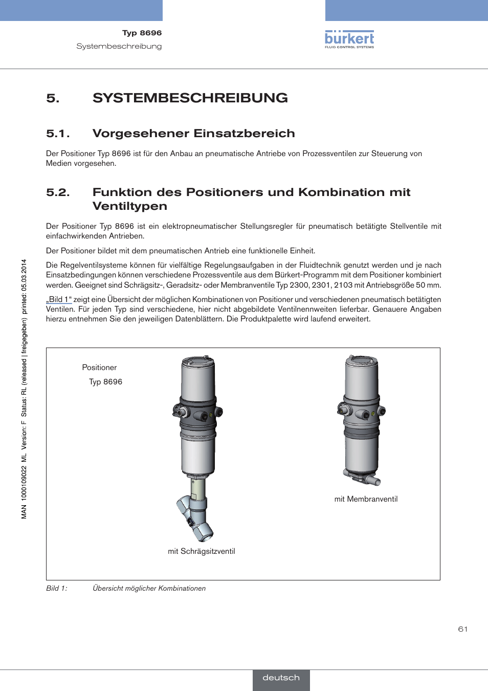Systembeschreibung, Vorgesehener einsatzbereich | Burkert Type 8696 User Manual | Page 61 / 154