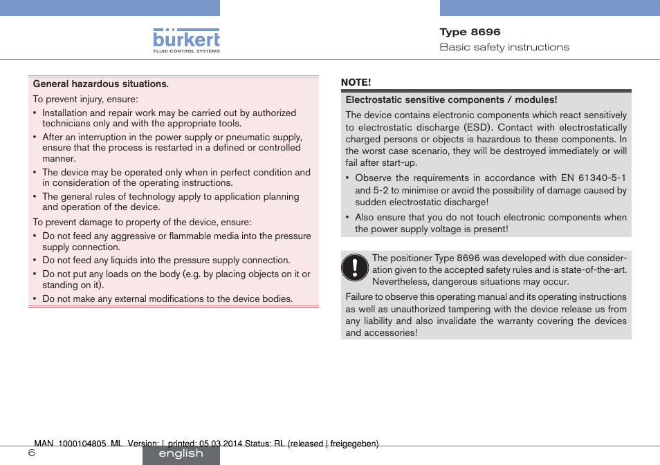 Burkert Type 8696 User Manual | Page 6 / 64