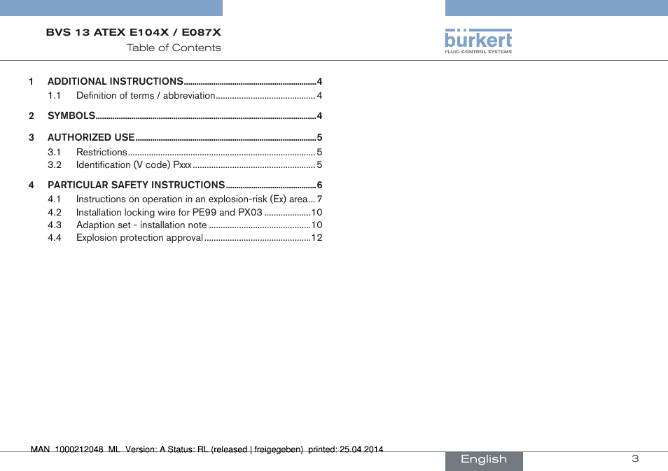 English | Burkert Type 8697 User Manual | Page 3 / 34