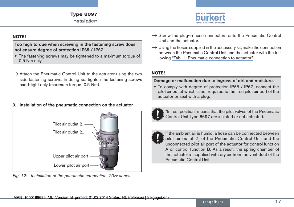 Burkert Type 8697 User Manual | Page 17 / 90