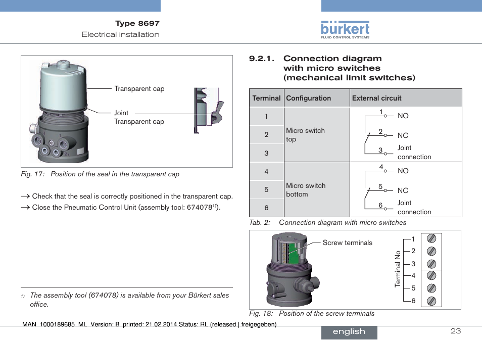 Burkert Type 8697 User Manual | Page 23 / 90