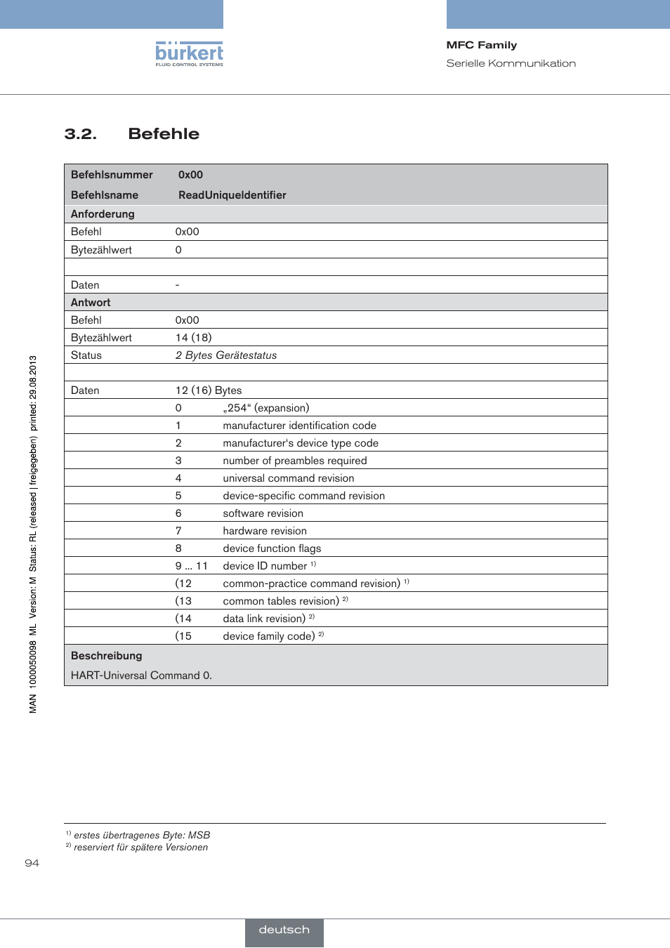 Befehle | Burkert Type 8717 User Manual | Page 94 / 254