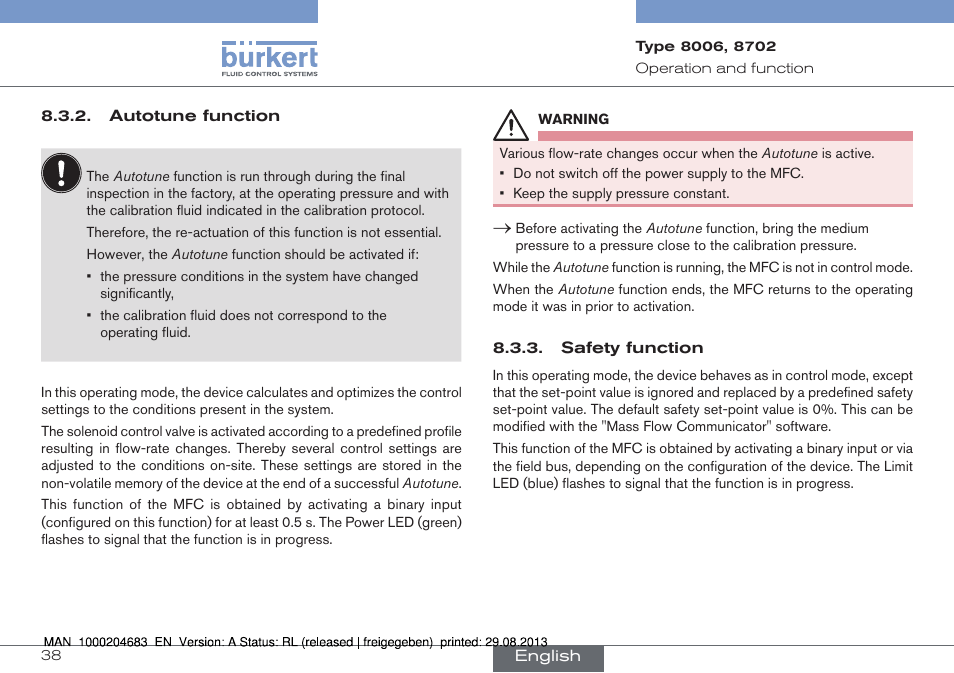 Burkert Type 8712 User Manual | Page 38 / 52