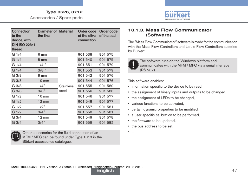 Burkert Type 8712 User Manual | Page 47 / 52