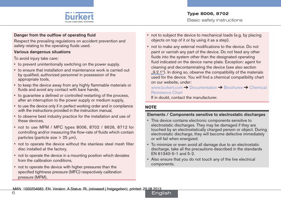 Burkert Type 8712 User Manual | Page 6 / 52