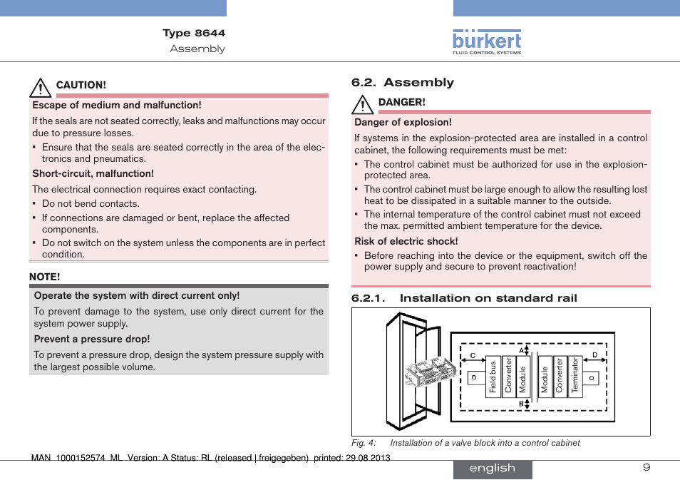 Assembly | Burkert Type 8644 User Manual | Page 9 / 47