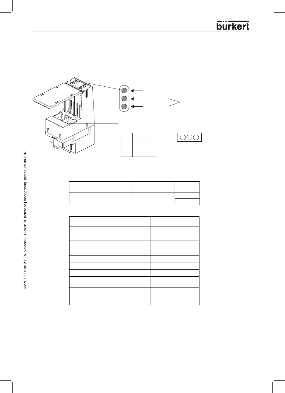 Basic electronic module me03 / 2-fold bistable, Construction, Possible combinations with valve types | Burkert Type 8644 User Manual | Page 122 / 134