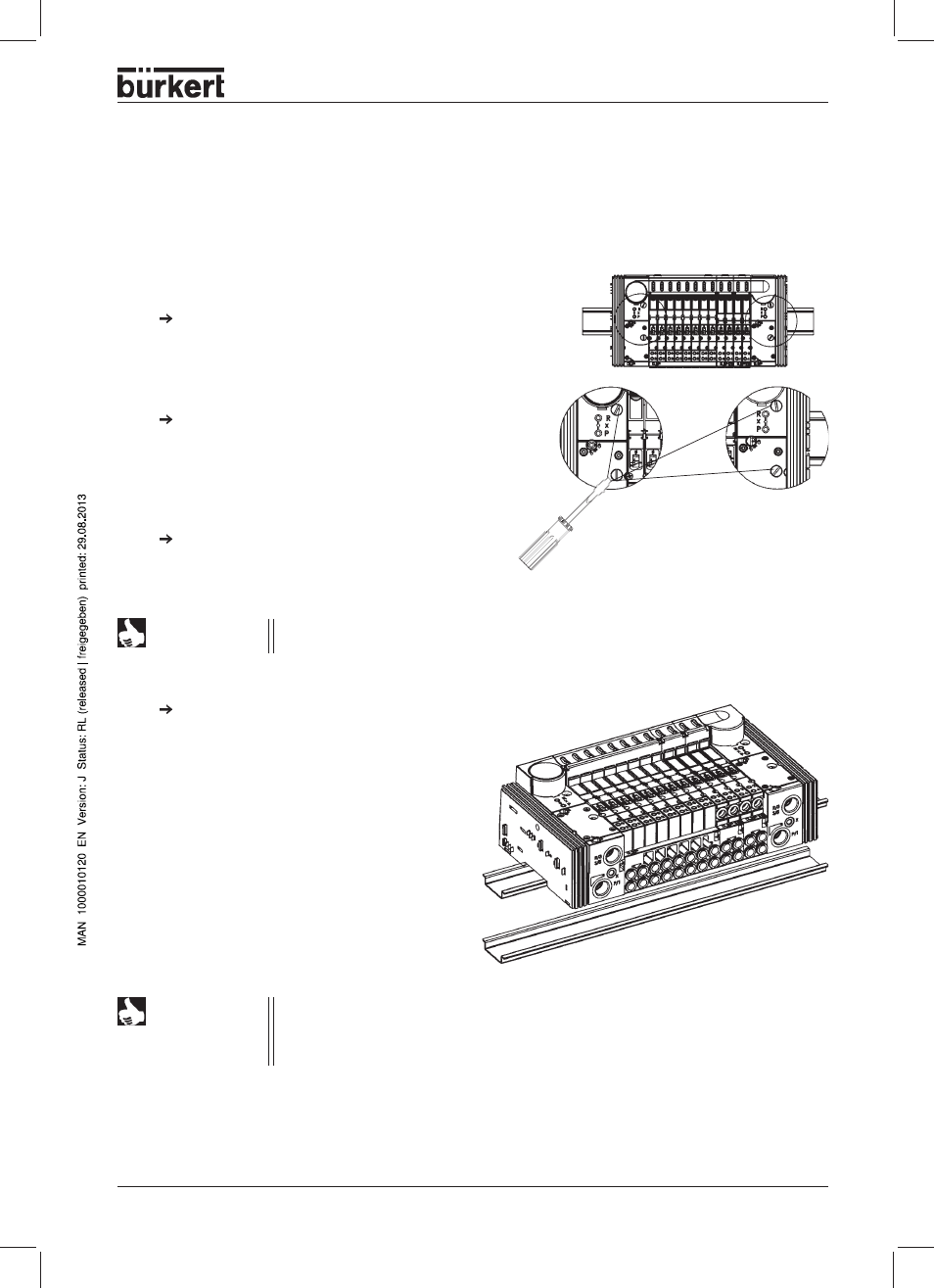 Removing the valve block from the top-hat rail | Burkert Type 8644 User Manual | Page 13 / 134