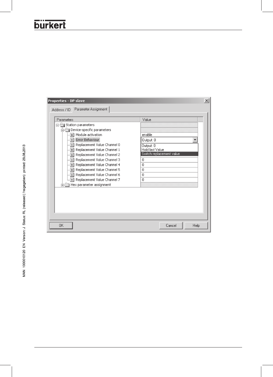 Failsafe values | Burkert Type 8644 User Manual | Page 69 / 134