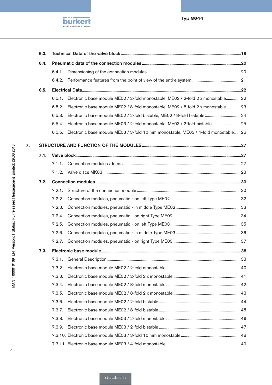 Burkert Type 8644 User Manual | Page 4 / 70