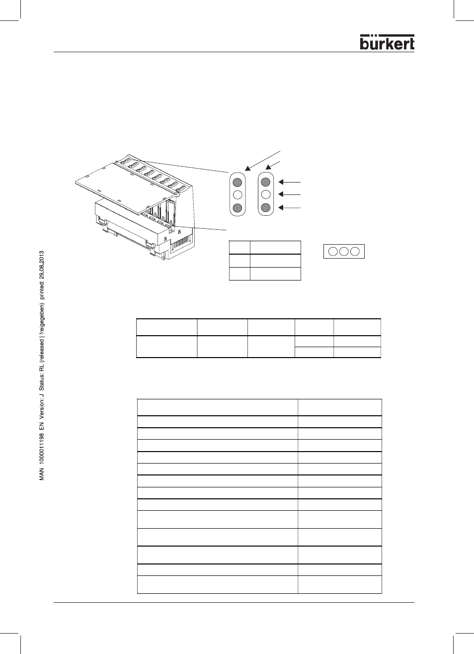 Basic electronic module me02 / 8-fold monostable, Construction, Possible combinations with valve types | Burkert Type 8644 User Manual | Page 46 / 66