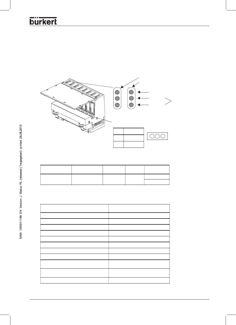 Basic electronic module me02 / 8-fold bistable, Construction, Possible combinations with valve types | Burkert Type 8644 User Manual | Page 49 / 66