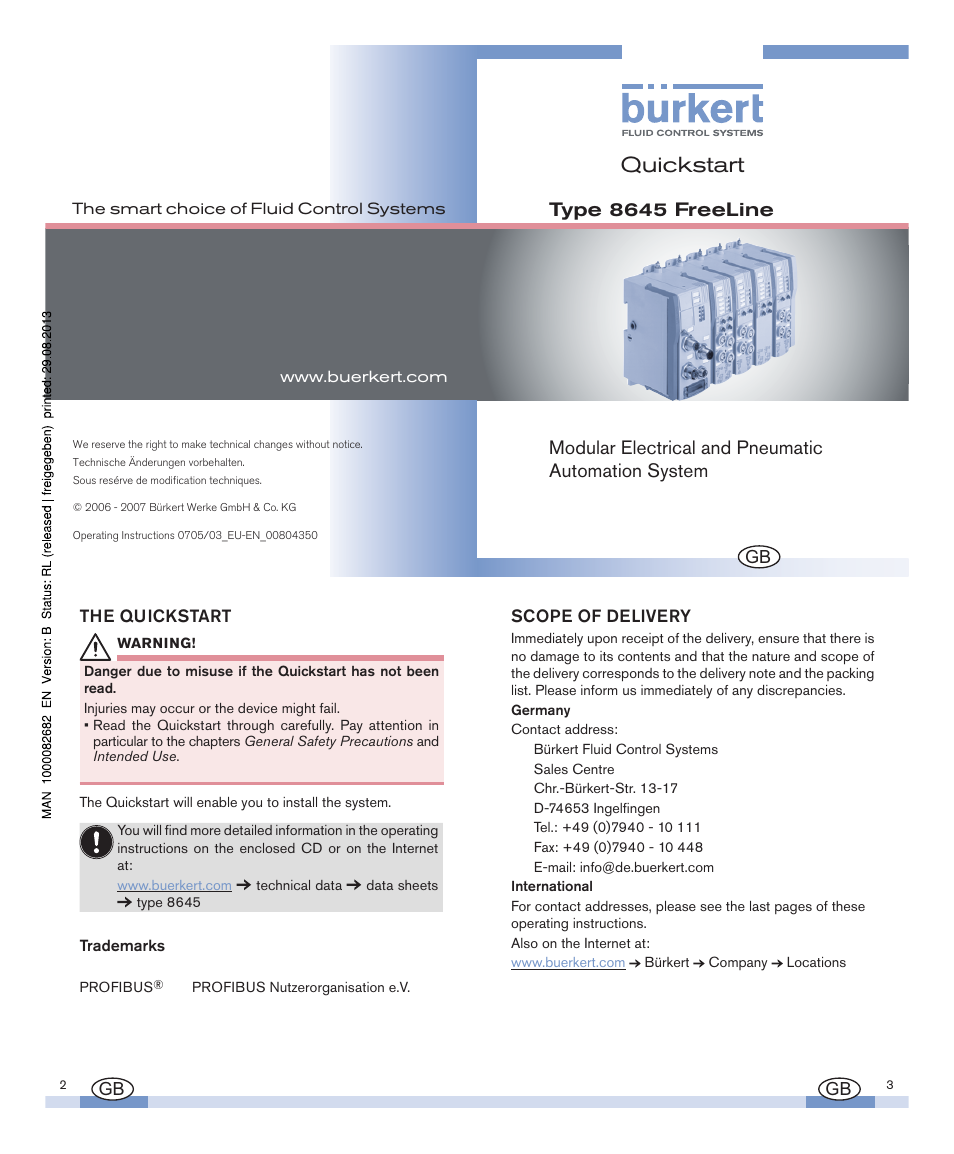 Burkert Type 8645 User Manual | 16 pages