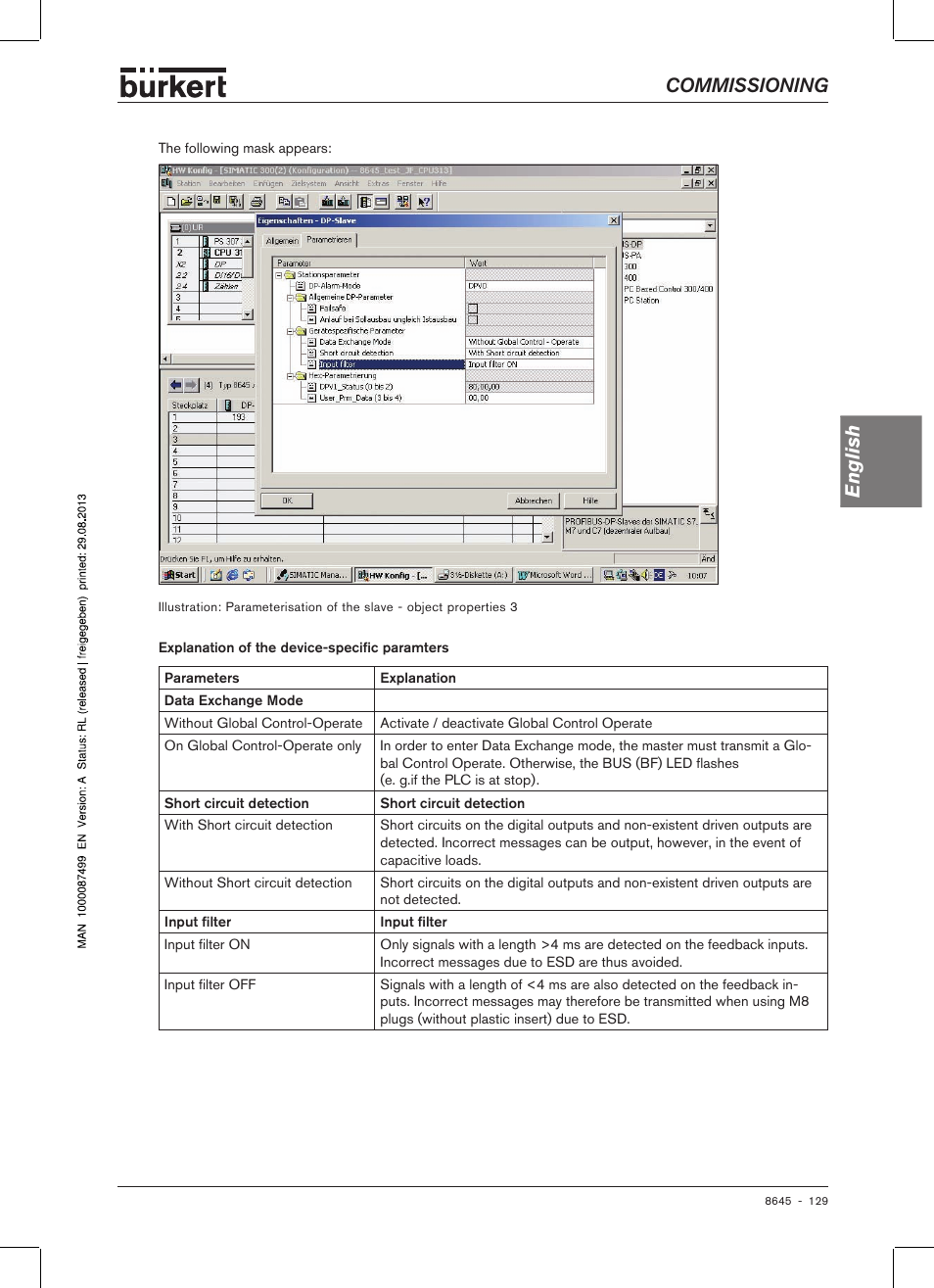 Commissioning english | Burkert Type 8645 User Manual | Page 129 / 174