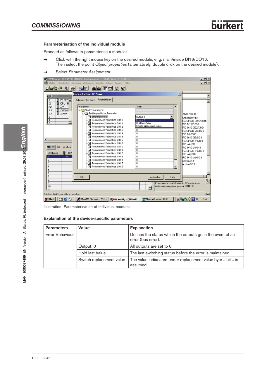 Commissioning english | Burkert Type 8645 User Manual | Page 130 / 174