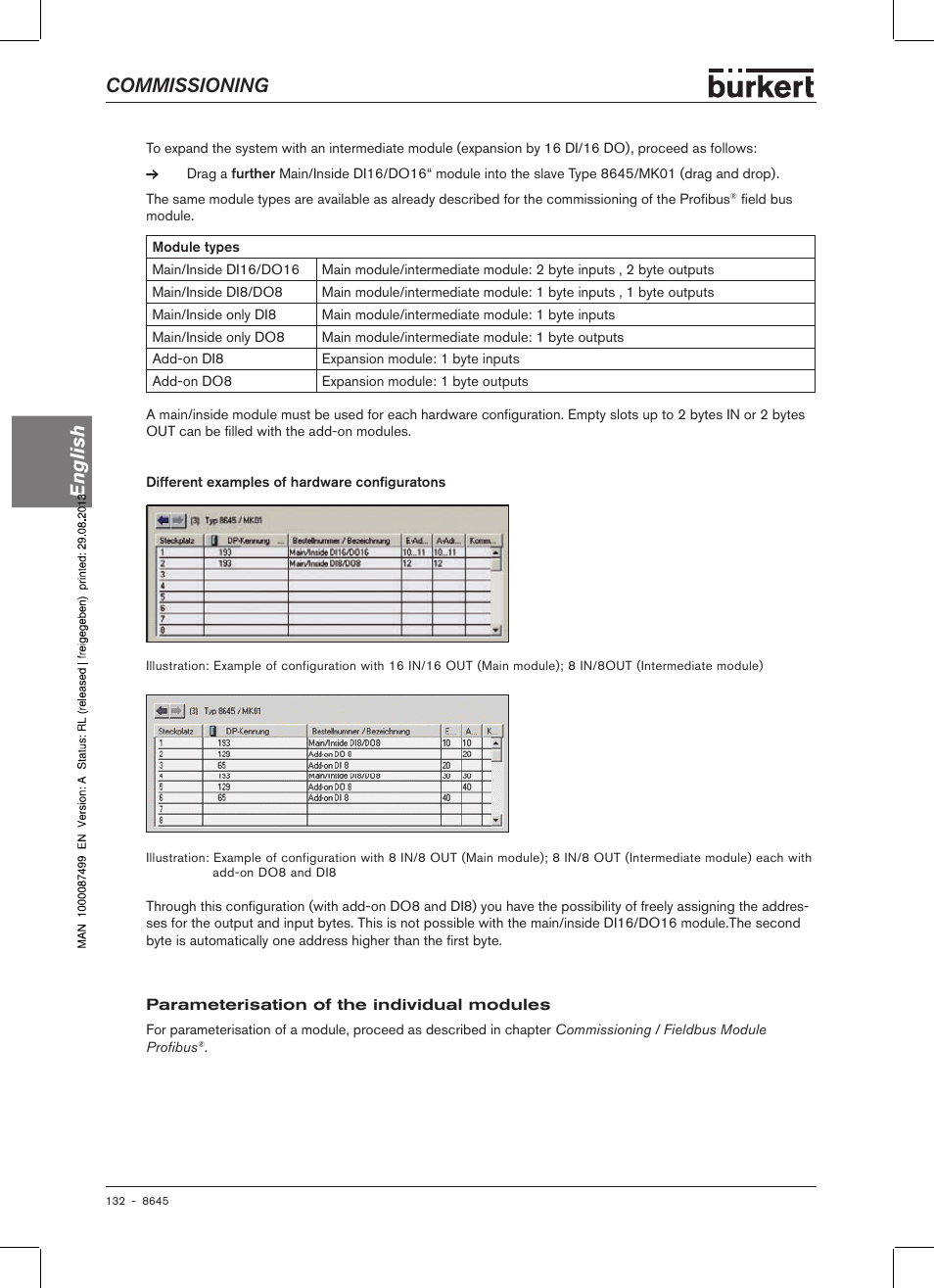 Commissioning english | Burkert Type 8645 User Manual | Page 132 / 174