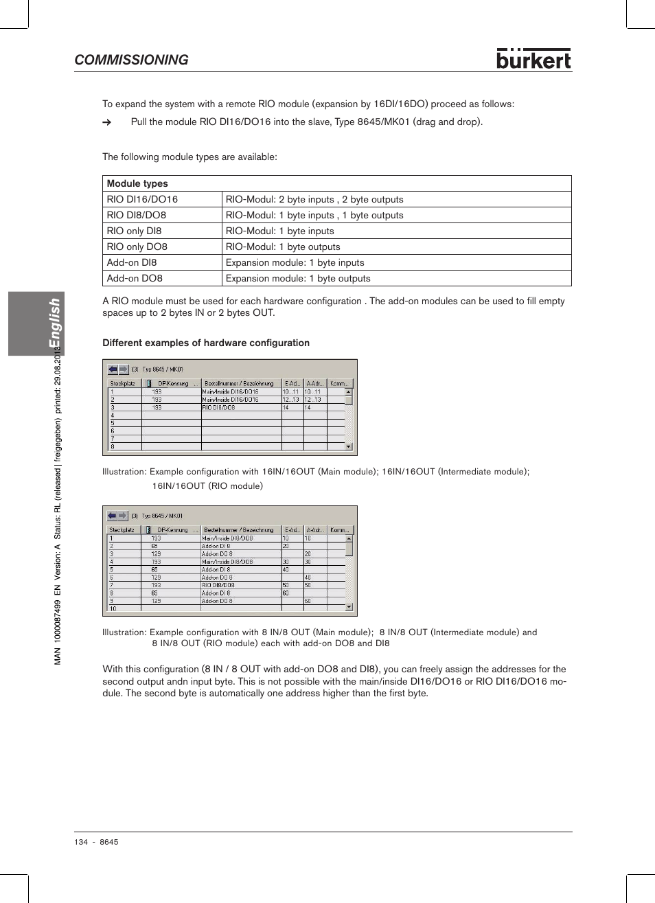 Commissioning english | Burkert Type 8645 User Manual | Page 134 / 174